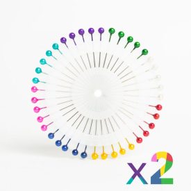 Gombostű készlet + tartó - többszínű - 2 db / szett