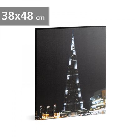 LED-es fali kép - "Burj Khalifa" - 10 hidegfehér LED - 38 x 48 cm