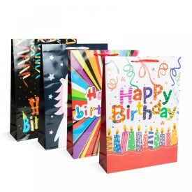   Ajándéktasak - textil füllel, papír - "extra" - 330 x 102 x 457 mm - 4 féle / csomag