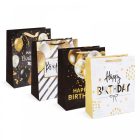 Ajándéktasak - textil füllel, papír - "nagy" - 265 x 127 x 330 mm - 4 féle / csomag