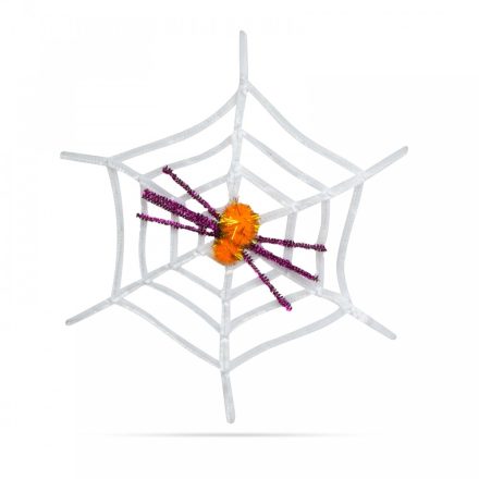 Pókháló pókkal - halloween-i dekoráció - fehér