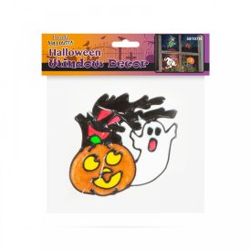   Színes csillámos ablakdekor - tök és szellem - 15 x 13,5 cm