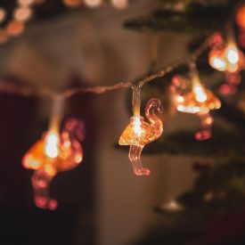   LED fényfüzér - flamingó - 1,1 m - 10 LED - melegfehér - 3 x AA