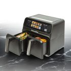 BEWELLO Olaj nélküli fritőz - XXL - 230V - 2200W - dupla kosár, színes érintőkijelző - 4+4 L