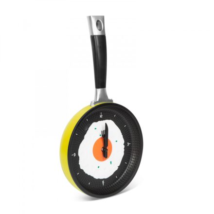 Konyhai serpenyő fali óra - tükörtojással - sárga