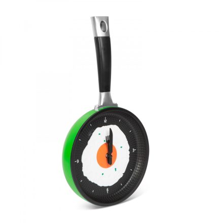 Konyhai serpenyő fali óra - tükörtojással - zöld