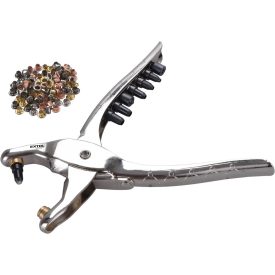   EXTOL CRAFT bőrlyukasztó klt.; fogó 225mm + 6 db lyukasztó fej: 2,5-3,0-3,5-4,0-4,5-5mm + 2 db szegecselő fej + 100 db szegecs