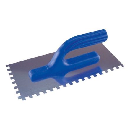 EXTOL glettelő kanál, csempéző; 12,5×27cm (8×8mm-es fogazás), (műanyag nyél); rozsdamentes