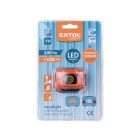 EXTOL LED fejlámpa, 3 W, CREE XPL, 100 Lumen; tölthető akkuval, 3 funkció (teljes/ 1/2 fényerő, villogás), fehér+piros