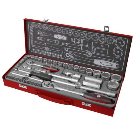 EXTOL dugókulcs klt. 1/2", 1/4", 50db, 61CrV5; mattkróm FORTUM
