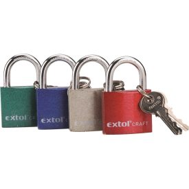 EXTOL lakat, vas, 3 kulccsal, dobozban ; 32mm
