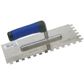   EXTOL glettelőkanál  13×27cm rozsdamentes csempéző 10×10mm, SOFT gumi nyél