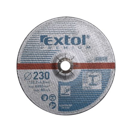 EXTOL csiszoló korong acélhoz, kék; 115×6,0×22,2mm, max 13300 ford/perc