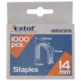   EXTOL U-szeg profi tűzőgéphez 7,55×0,52×1,2mm ; 14mm, 1000db, használható: 4770704, 8851110 és 8851112 tűzőgéphez