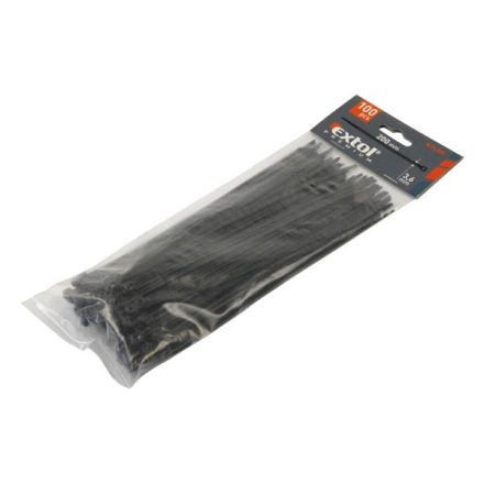 EXTOL kábelkötegelő 3,6×280mm 100db, fekete nylon;