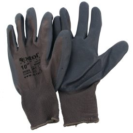  EXTOL Kötött kesztyű szürke nylon, méret: 10' nitrilbe mártott teny. és ujjhegy., gumírozott mandzsetta