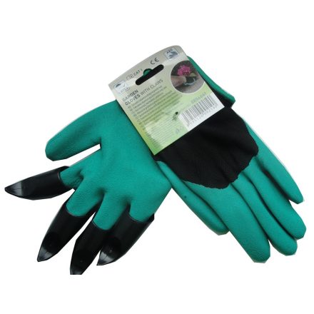 EXTOL kerti kesztyű karmokkal, ??nylon??, méret: 8' latexba mártott, gumírozott mandzsetta