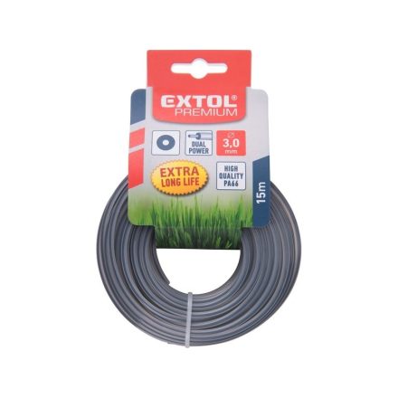 EXTOL damil szegélynyíró géphez 2,0 mm, kör keresztmetszetű, fekete közép/dual power, 15m