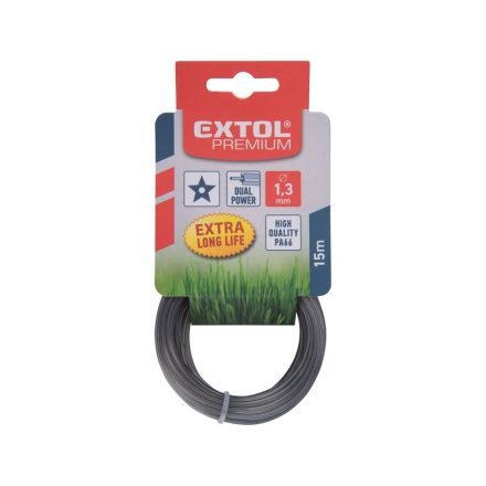 EXTOL damil szegélynyíró géphez 1,6 mm, csillag keresztmetszetű, fekete közép/dual power, 15m