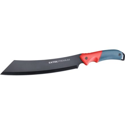 EXTOL bozótvágó kés (machete), teljes/penge hossz: 400/265mm, ívelt rozsdamentes acél penge, PP+TPR nyél, nylon tok