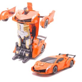   Távirányítós 2-az-1-ben deformálódó RC autó – 1:12, LED, robot funkció NARANCS
