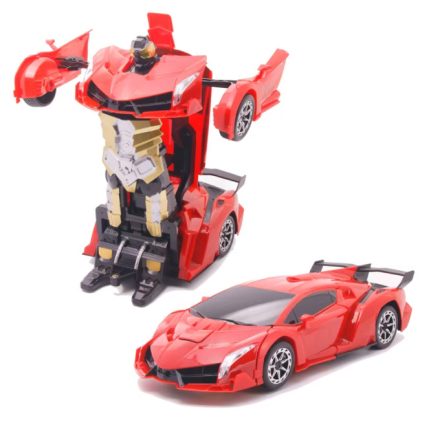 Távirányítós 2-az-1-ben deformálódó RC autó – 1:12, LED, robot funkció PIROS