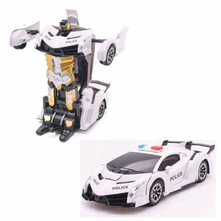 Távirányítós 2-az-1-ben deformálódó RC autó – 1:12, LED, robot funkció POLICE