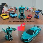 Távirányítós 2-az-1-ben deformálódó RC autó – 1:12, LED, robot funkció POLICE