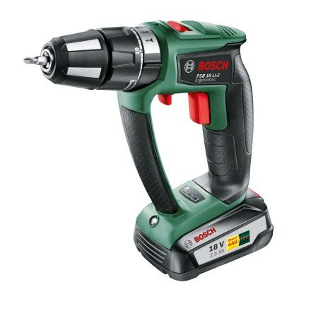 Bosch PSR 18 LI-2 Ergonomic 1400 RPM Kulcsnélküli 1,3 kg Fekete, Zöld