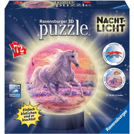 Ravensburger 3D Puzzle Éjszakai fény - lovak a tengerparton - 72 darabos
