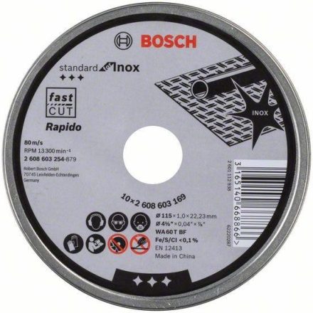 Bosch Standard for Inox Rapido darabolótárcsa, 115x1mm 2608603254 (2608603254)