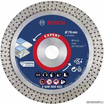 Bosch Expert gyémánt vágótárcsa 'HardCeramic', Ø 76 mm (mini sarokcsiszolókhoz)	