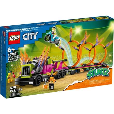 LEGO® City Stuntz - Kaszkadőr járgány és tűzgyűrű kihívás (60357)