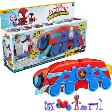 Hasbro Marvel Spidey és csodálatos barátai 2 az 1-ben Spider Caterpillar játékjármű