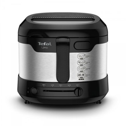 Tefal Uno FF215D olajsütő Normál Önálló készülék 1600 W Fritőz Fekete, Rozsdamentes acél